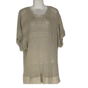 DressBarn Women's 3x Woven Crochet Knit U-neck Wide Short Sleeve Pullover